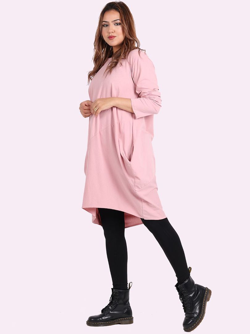 Sasha Cotton Dress - Pink Long Sleeve image 2